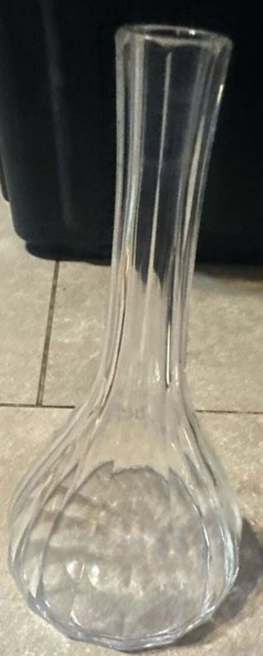 Vintage Clear Glass Ribbed Bud Vase Long Neck